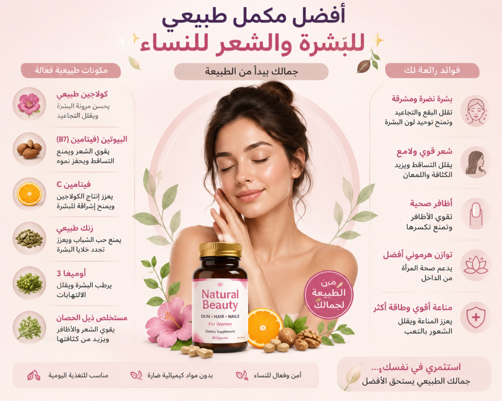 أفضل مكمل طبيعي للبشرة والشعر للنساء