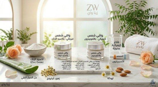 مقارنة بين واقي الشمس الفيزيائي والكيميائي