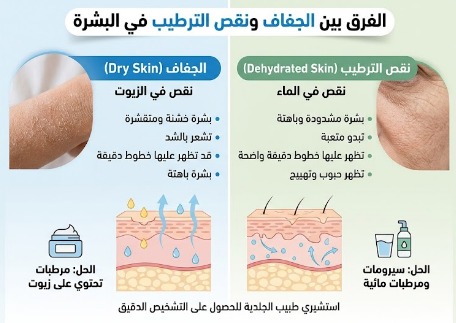 ما الفرق بين الجفاف ونقص الترطيب في البشرة