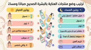 ترتيب وضع منتجات العناية بالبشرة الصحيح صباحًا ومساءً